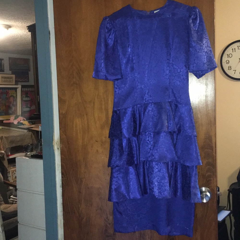 Blue dressy dress with ruffles